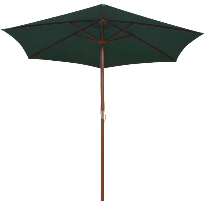 Parasoll 270x270 cm trästång grön vidaXL – bild 2