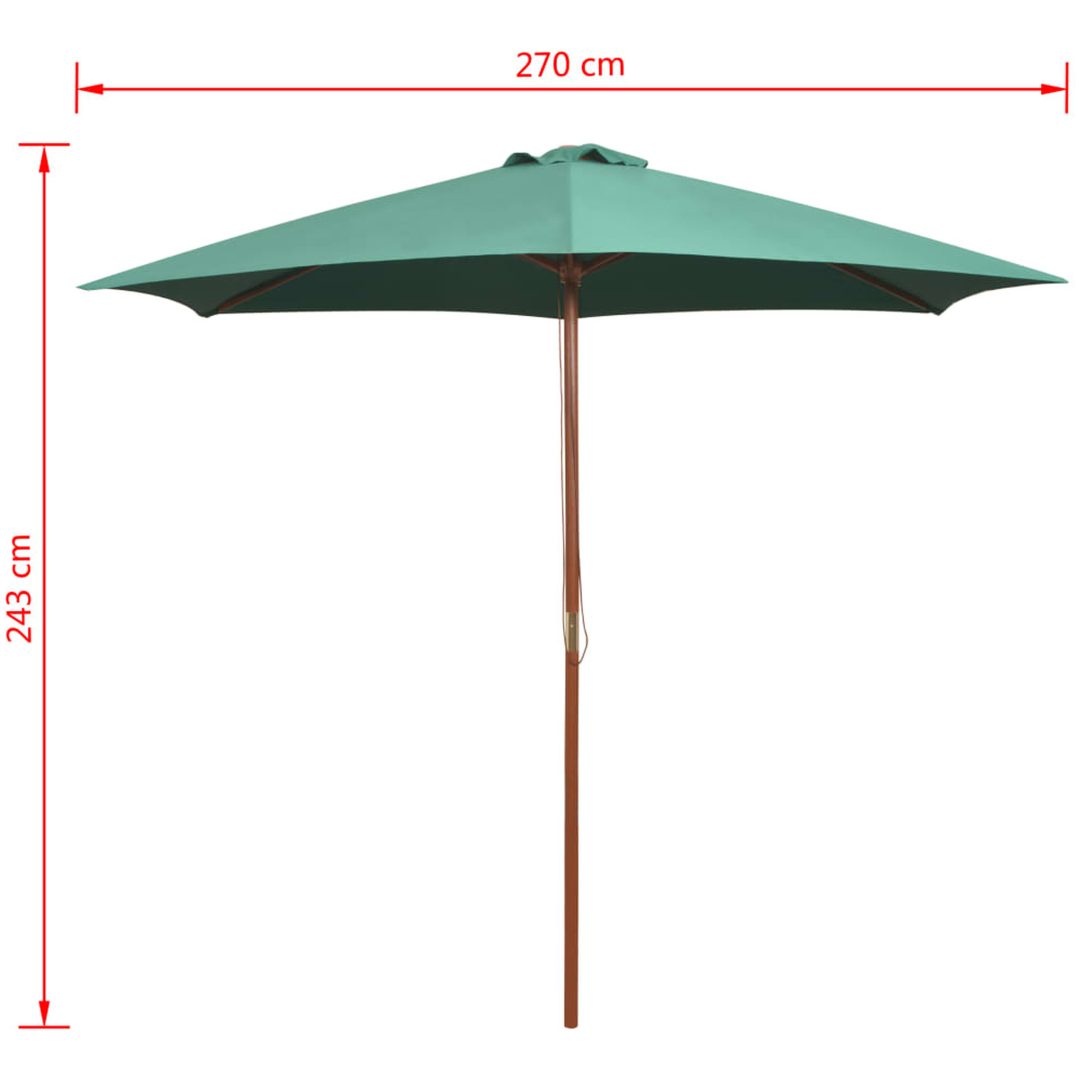 Parasoll 270x270 cm trästång grön vidaXL – bild 6