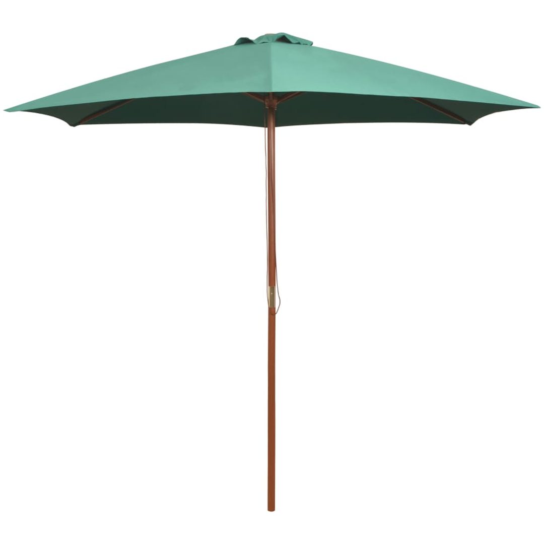 Parasoll 270x270 cm trästång grön vidaXL