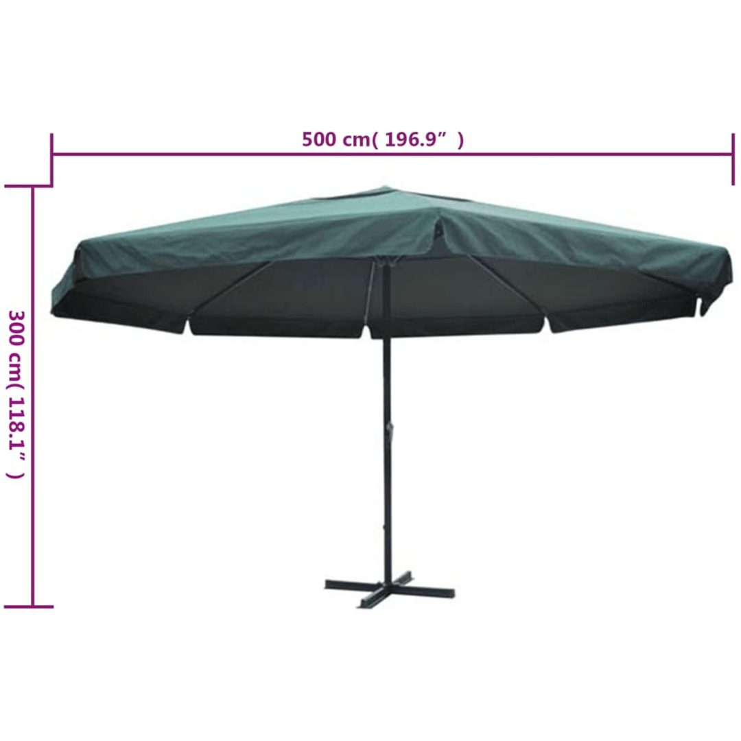 Parasoll aluminium grön vidaXL 500 cm – bild 5