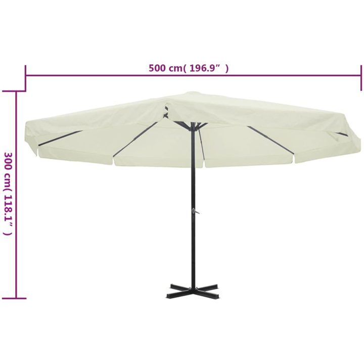 Parasoll aluminium vit vidaXL 500 cm – bild 5