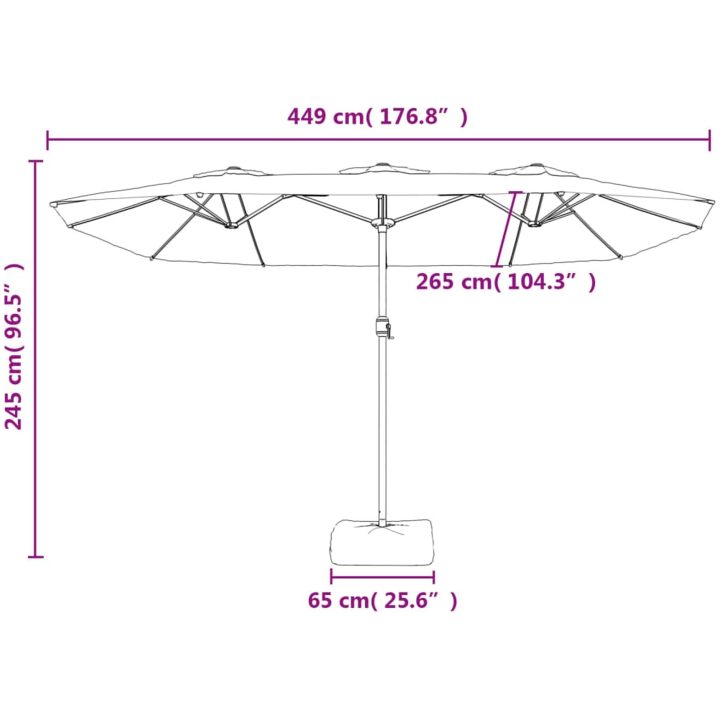 Parasoll dubbelt grön 449x245 cm vidaXL – bild 8
