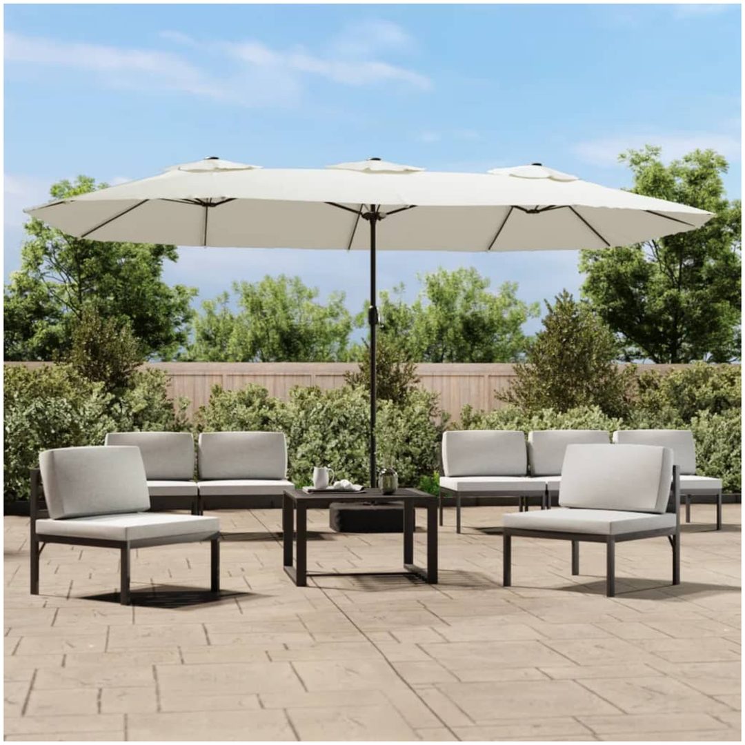 Parasoll dubbelt sandvit 449x245 cm vidaXL