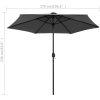 Parasoll med LEDs och aluminiumstång 270 cm antracit vidaXL – miniatyr 7