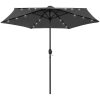 Parasoll med LEDs och aluminiumstång 270 cm antracit vidaXL – miniatyr 1
