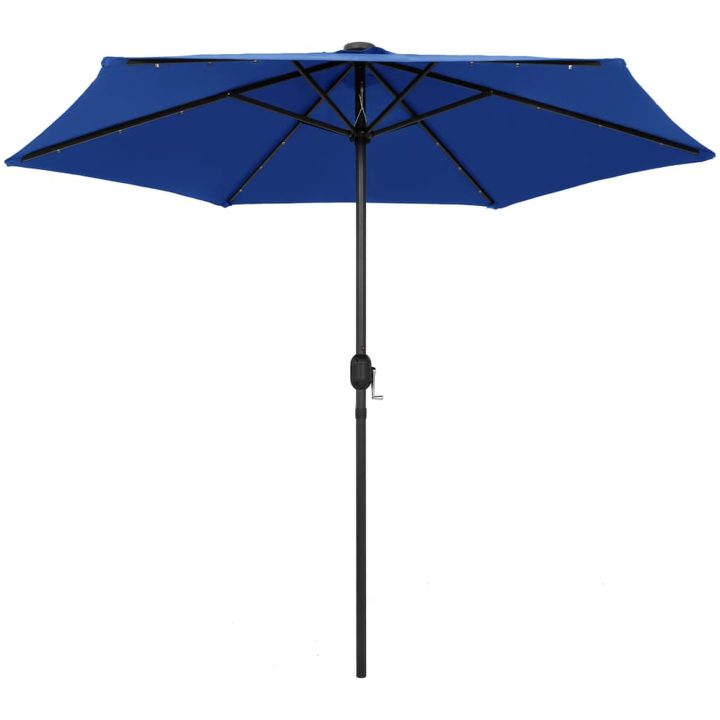 Parasoll med LEDs och aluminiumstång 270 cm azurblå vidaXL – bild 2