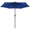 Parasoll med LEDs och aluminiumstång 270 cm azurblå vidaXL – miniatyr 1