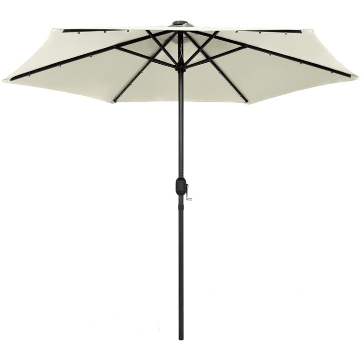 Parasoll med LEDs och aluminiumstång 270 cm sandvit vidaXL – bild 2