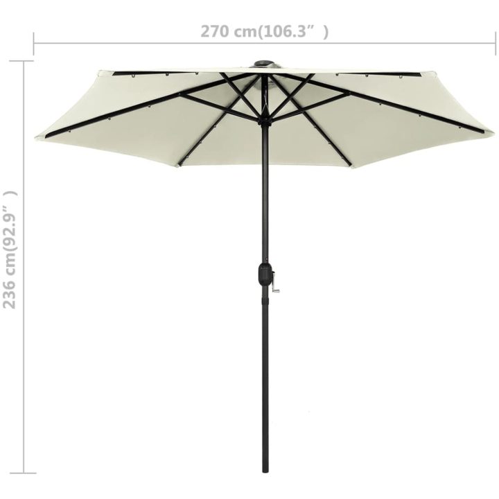 Parasoll med LEDs och aluminiumstång 270 cm sandvit vidaXL – bild 6