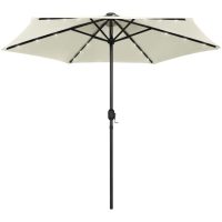 Parasoll med LEDs och aluminiumstång 270 cm sandvit vidaXL