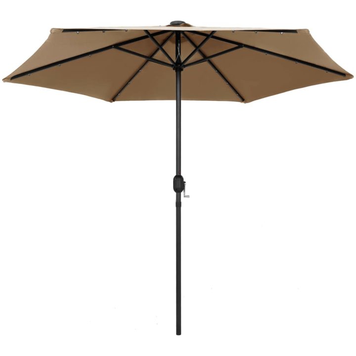 Parasoll med LEDs och aluminiumstång 270 cm taupe vidaXL – bild 2