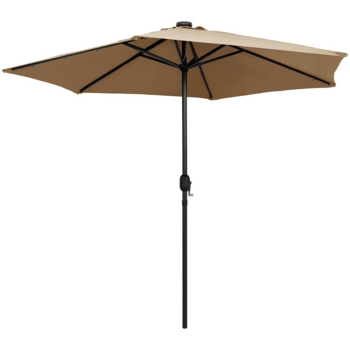 Parasoll med LEDs och aluminiumstång 270 cm taupe vidaXL – bild 3