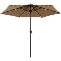 Parasoll med LEDs och aluminiumstång 270 cm taupe vidaXL