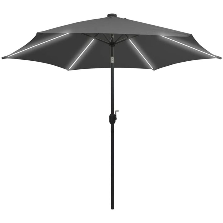 Parasoll med LEDs och aluminiumstång 300 cm antracit vidaXL – bild 2