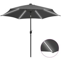 Parasoll med LEDs och aluminiumstång 300 cm antracit vidaXL