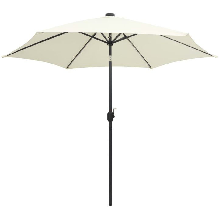 Parasoll med LEDs och aluminiumstång 300 cm sandvit vidaXL – bild 2