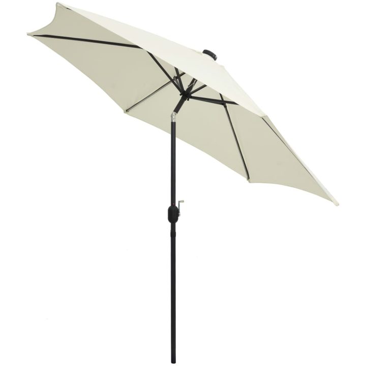 Parasoll med LEDs och aluminiumstång 300 cm sandvit vidaXL – bild 3
