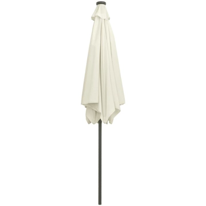 Parasoll med LEDs och aluminiumstång 300 cm sandvit vidaXL – bild 4