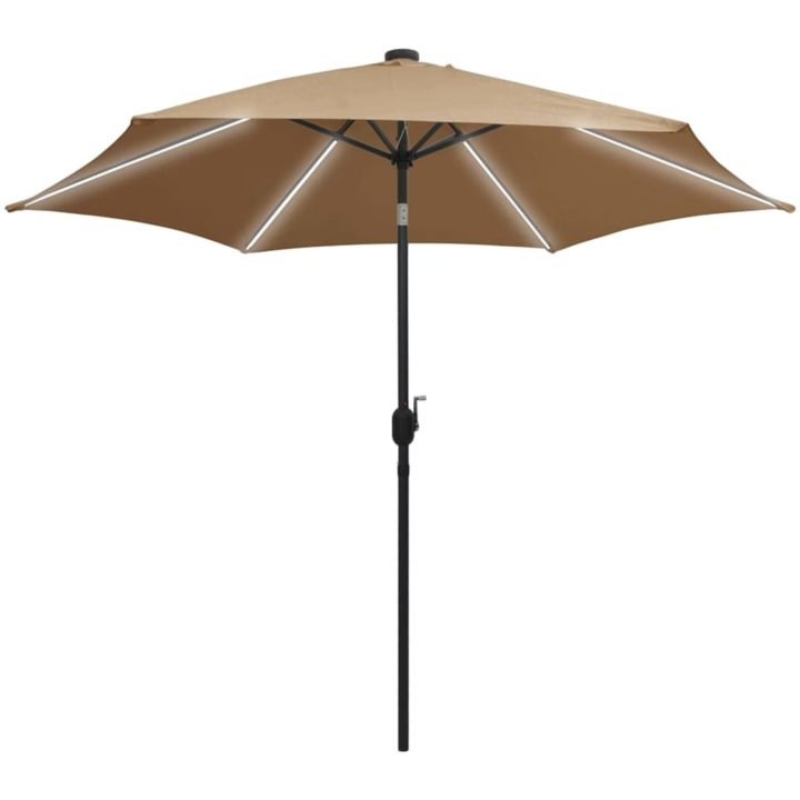 Parasoll med LEDs och aluminiumstång 300 cm taupe vidaXL – bild 2
