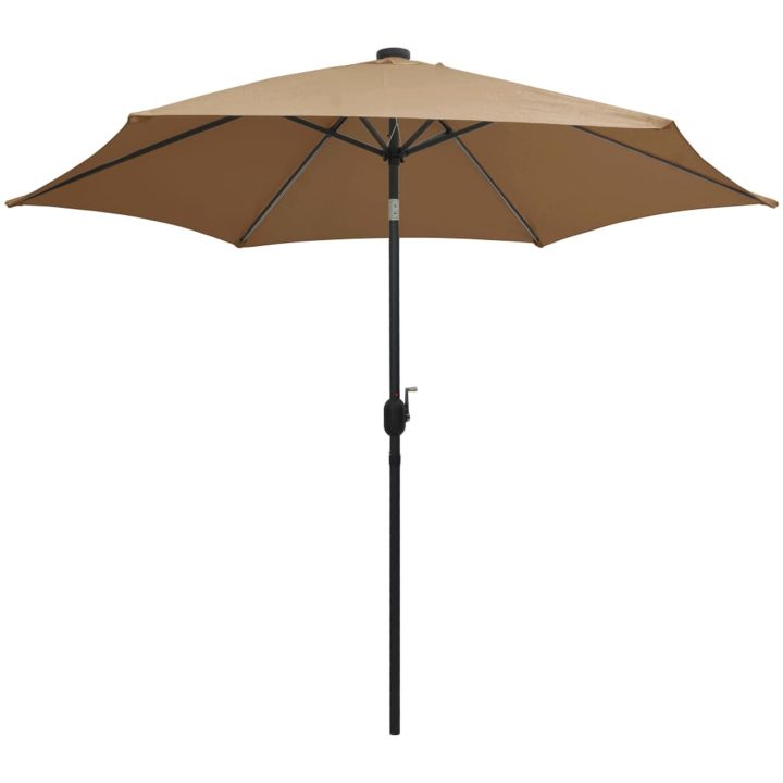 Parasoll med LEDs och aluminiumstång 300 cm taupe vidaXL – bild 3