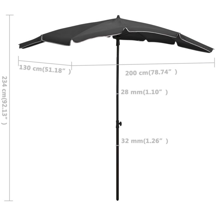 Parasoll med stång 200x130 cm antracit vidaXL – bild 6
