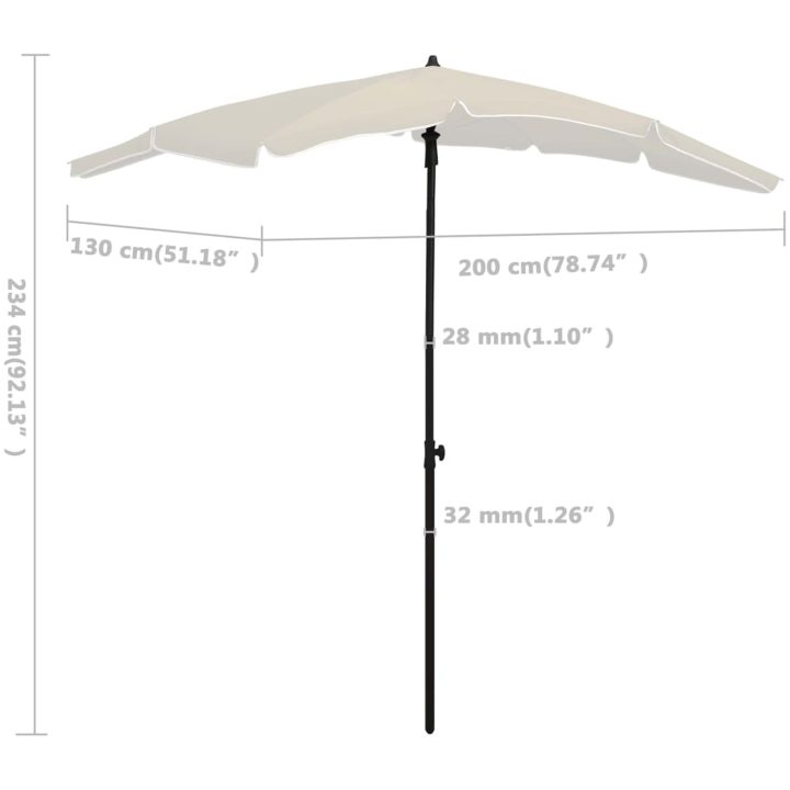 Parasoll med stång 200x130 cm sand vidaXL – bild 6