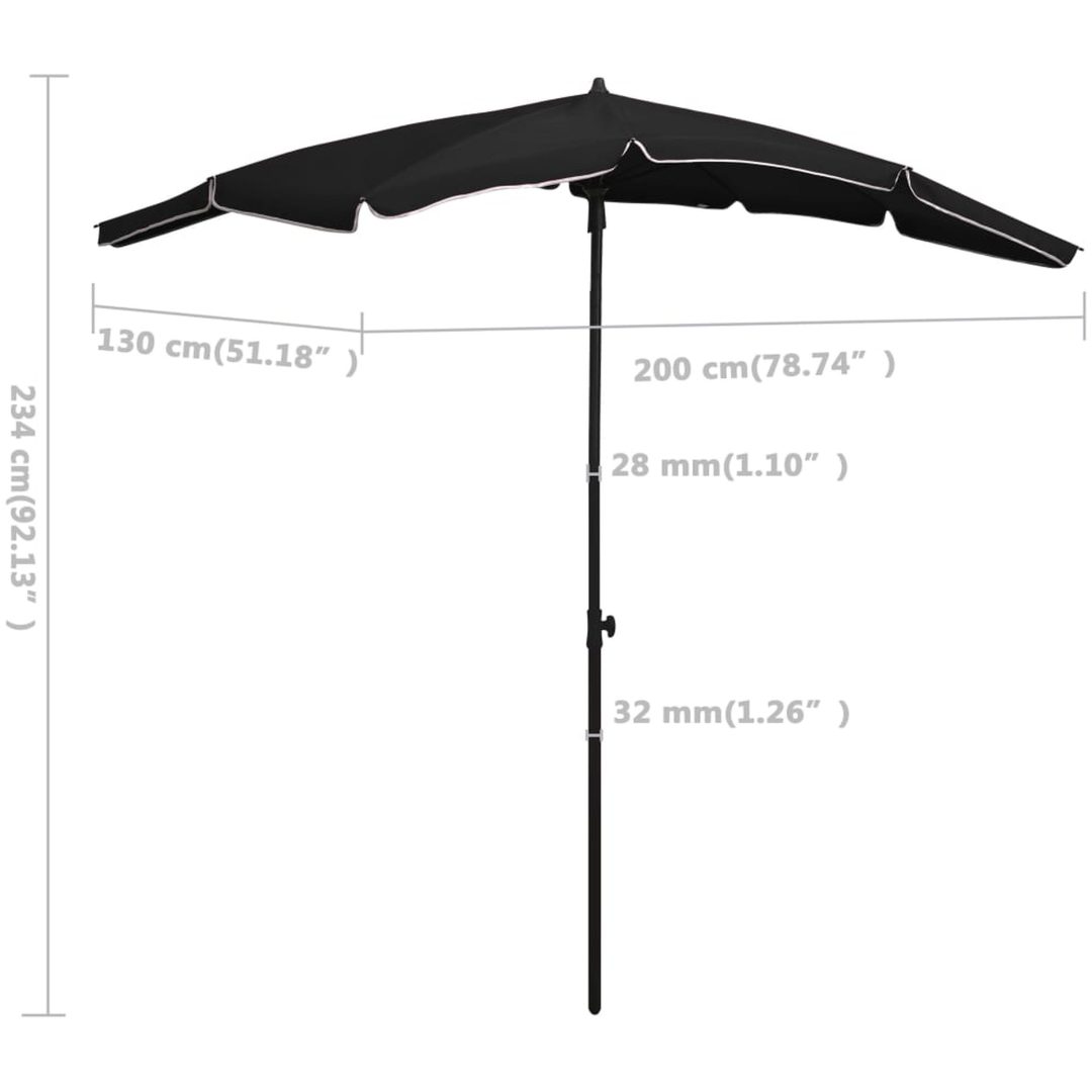 Parasoll med stång 200x130 cm svart vidaXL – bild 6