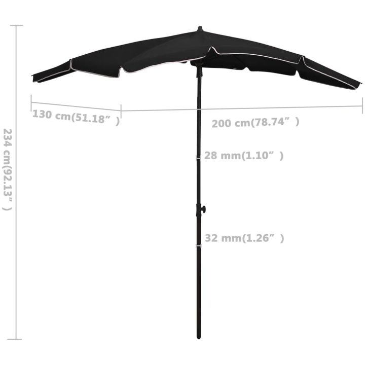 Parasoll med stång 200x130 cm svart vidaXL – bild 6