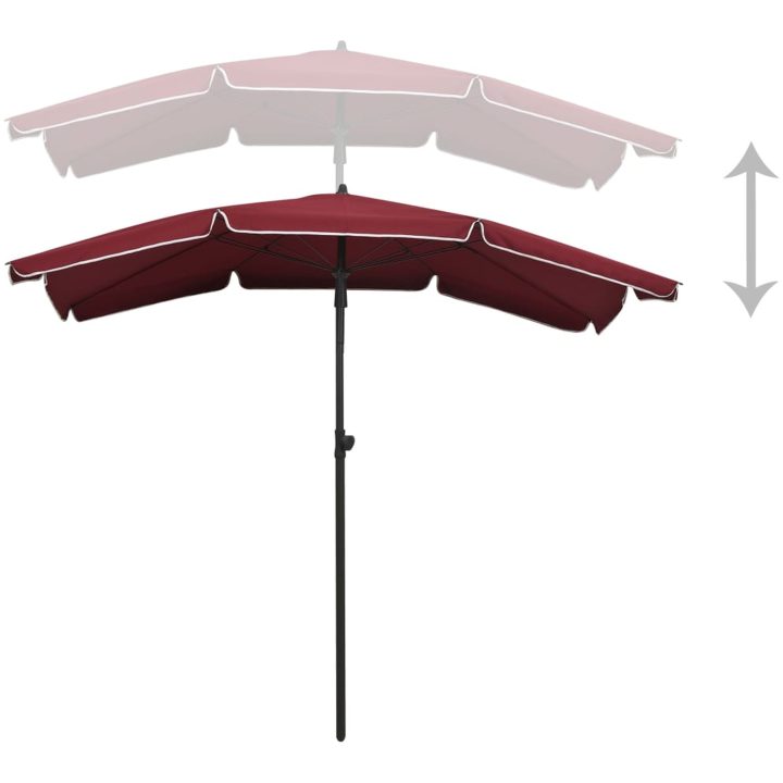 Parasoll med stång 200x130 cm vinröd vidaXL – bild 4