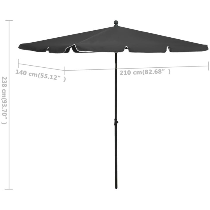 Parasoll med stång 210x140 cm antracit vidaXL – bild 6