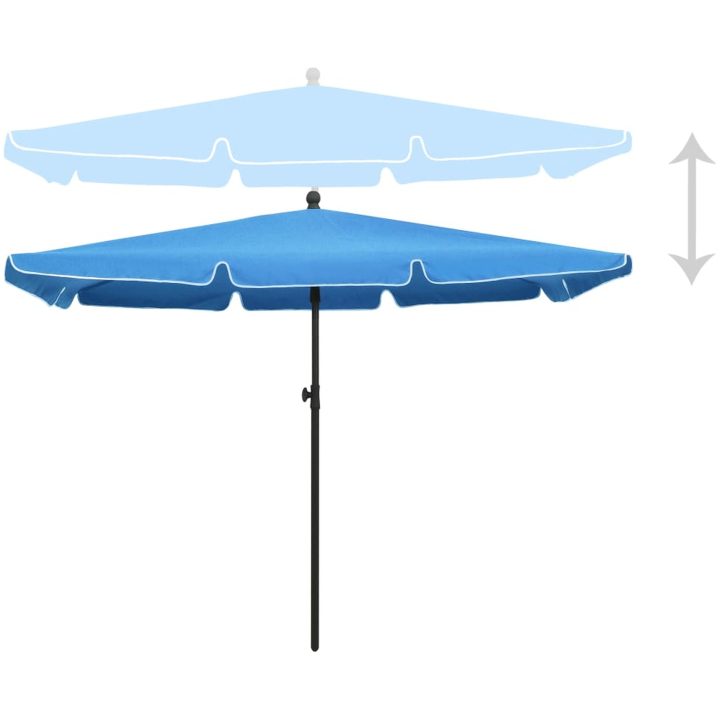 Parasoll med stång 210x140 cm azurblå vidaXL – bild 3