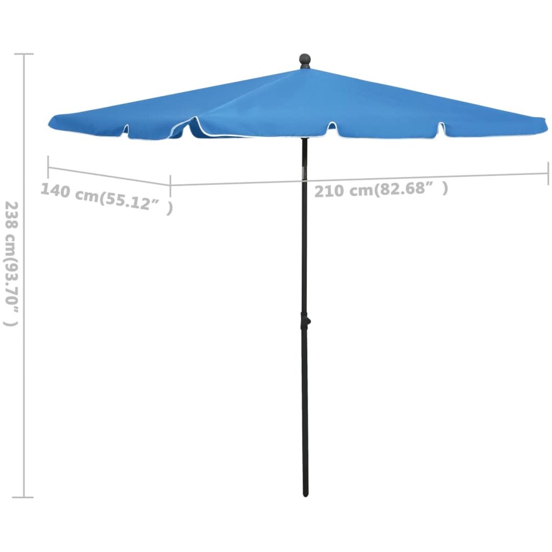 Parasoll med stång 210x140 cm azurblå vidaXL – bild 6