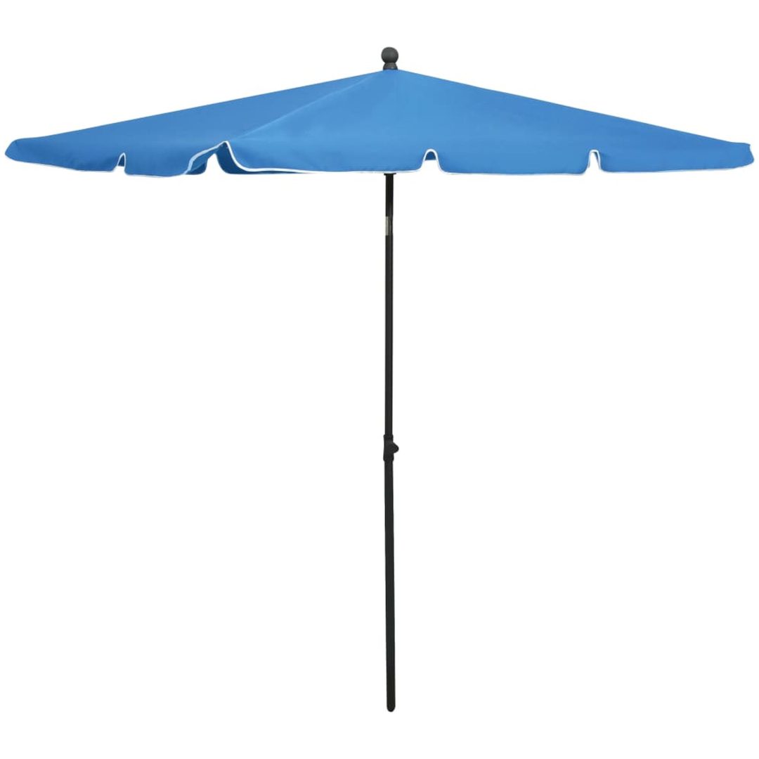 Parasoll med stång 210x140 cm azurblå vidaXL