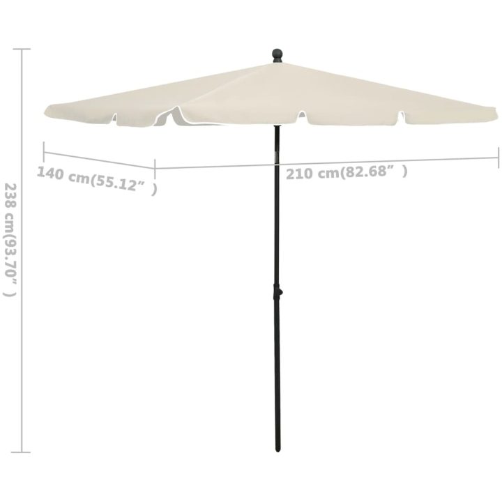 Parasoll med stång 210x140 cm sand vidaXL – bild 6