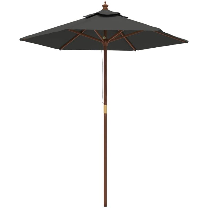 Parasoll med trästång 196x231 cm antracit vidaXL – bild 2
