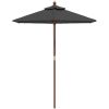 Parasoll med trästång 196x231 cm antracit vidaXL – miniatyr 3