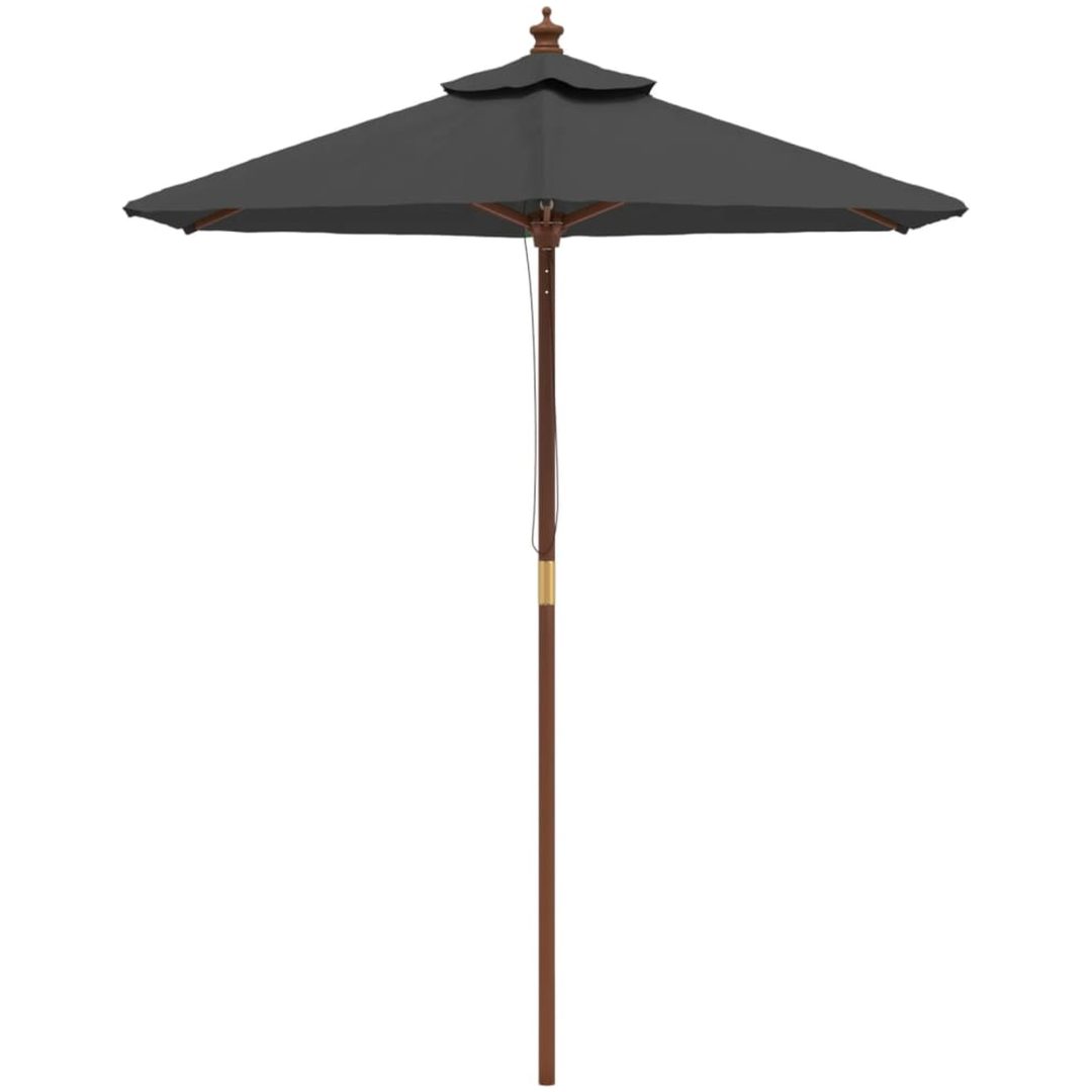 Parasoll med trästång 196x231 cm antracit vidaXL – bild 3