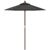 Parasoll med trästång 196x231 cm antracit vidaXL – miniatyr 4