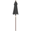 Parasoll med trästång 196x231 cm antracit vidaXL – miniatyr 5