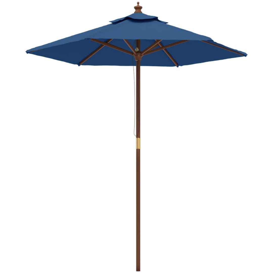 Parasoll med trästång 196x231 cm azurblå vidaXL – bild 2