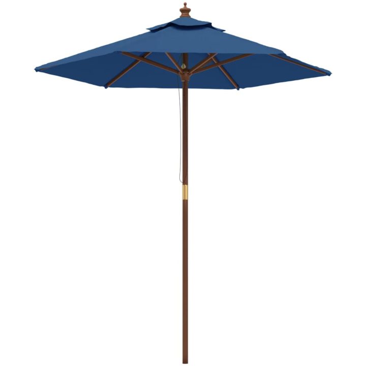 Parasoll med trästång 196x231 cm azurblå vidaXL – bild 2