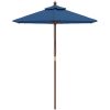 Parasoll med trästång 196x231 cm azurblå vidaXL – miniatyr 3