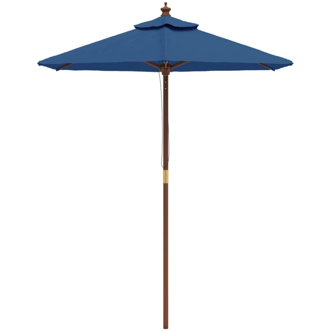 Parasoll med trästång 196x231 cm azurblå vidaXL – bild 3