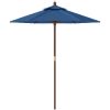 Parasoll med trästång 196x231 cm azurblå vidaXL – miniatyr 4