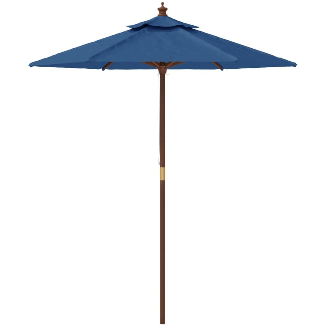 Parasoll med trästång 196x231 cm azurblå vidaXL – bild 4