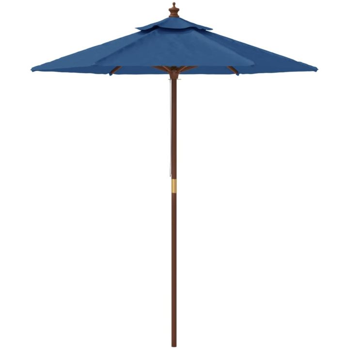 Parasoll med trästång 196x231 cm azurblå vidaXL – bild 4