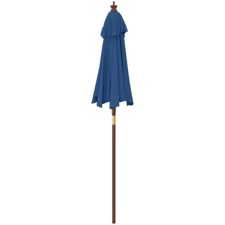 Parasoll med trästång 196x231 cm azurblå vidaXL – bild 5