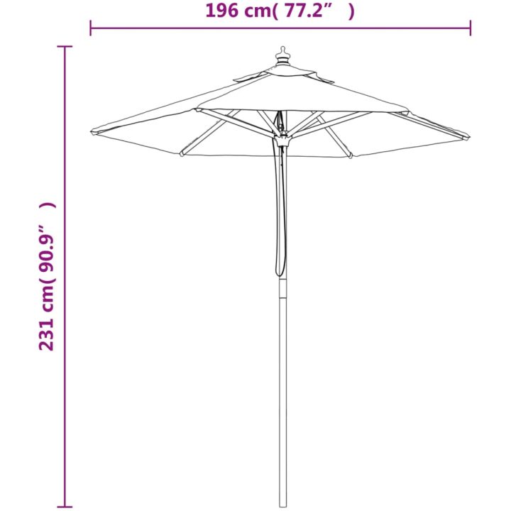 Parasoll med trästång 196x231 cm azurblå vidaXL – bild 8