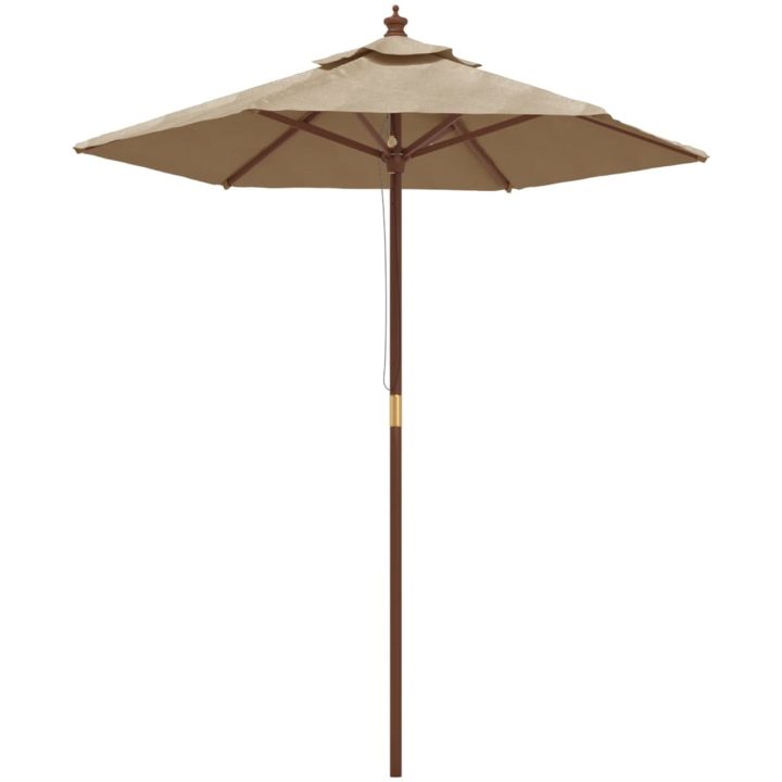 Parasoll med trästång 196x231 cm mullvadsbrun vidaXL – bild 2