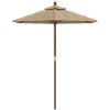 Parasoll med trästång 196x231 cm mullvadsbrun vidaXL – miniatyr 3